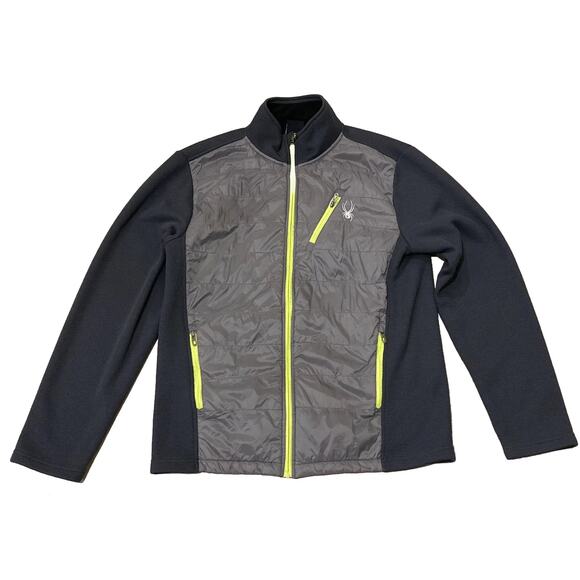 Spyder Jacket Mens Medium Full Zip Quilted Outdoor Hiking Pockets Gray M EUC - Picture 1 of 4